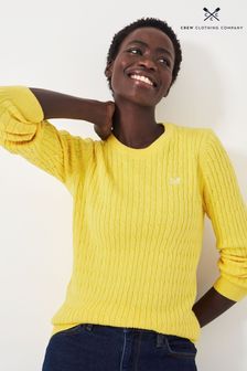 Crew Clothing Company Lemon Yellow Textured Cotton Jumper