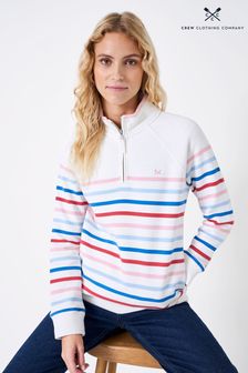 Weiß gestreift - Crew Clothing Sweatshirt mit RV-Kragen (490517) | 92 €