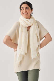 Foil Dandelion Print Lightweight Scarf