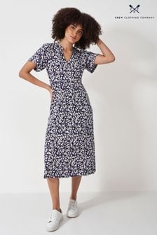 Crew Clothing Company Blue Floral Print Jersey Dress (491002) | $143