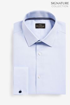 Blue Regular Fit Double Cuff Signature Textured Shirt With Trim Detail (491325) | BGN 78