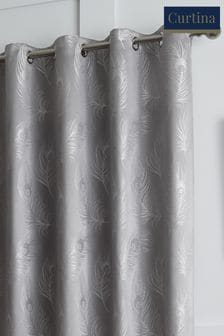 Curtina Grey Feather Jacquard Lined Eyelet Curtains (491556) | $91 - $151