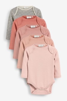 Dusky Pink Baby 5 Pack Essential Long Sleeve Bodysuits (0mths-3yrs) (492356) | R256 - R293