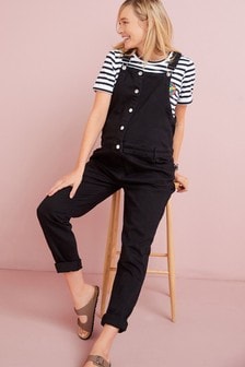 黑色 - 孕婦裝/哺乳丹寧服飾前扣鈕連身褲 (492514) | HK$308