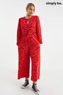 Simply Be Red Animal Printed Tie Front Jumpsuit (492615) | €22