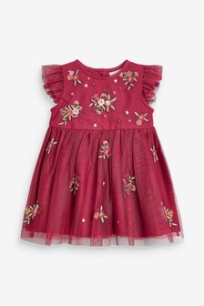 Robe brodée à fleurs pour bébé fille