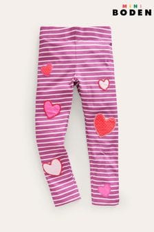 Boden Pink Appliqué Heart Leggings (493405) | $33 - $36