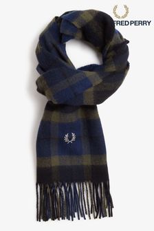 Fred Perry Blue Lambswool Tartan Check Scarf (493500) | €41.50