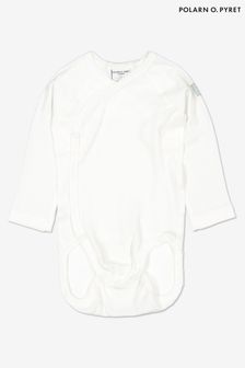 Polarn O. Pyret White Organic Cotton Wraparound Bodysuit