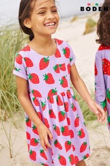 Boden Purple Boden Short-sleeved Fun Strawberry Jersey Dress (494189) | BGN 59 - BGN 64