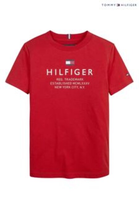 T-shirt Tommy Hilfiger rouge avec logo (494571) | €20 - €26