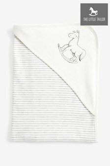 The Little Tailor Cream Rocking Horse Jersey Lined Blanket