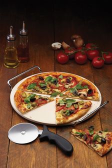 Cream 32cm Pizza Stone Stand & Cutter Set (495125) | KRW36,100