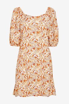 Square Neck Button Dress