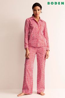 Boden Red Cotton-Sateen Pyjama Shirt (495538) | SGD 81