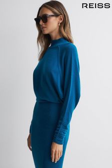 Синий - Трикотажное платье миди с длинными рукавами Reiss Freya (495733) | €287