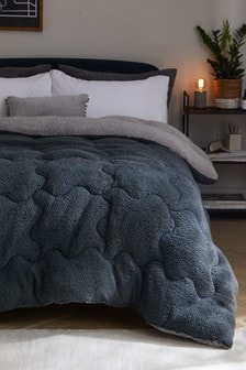 غطاء سرير فليس دافئ رمادي داكن مبطن