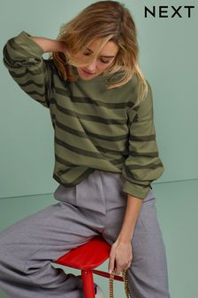 Khakigrün - Elegantes Sweatshirt mit Streifen (496722) | 40 €