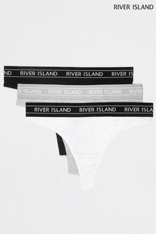 River Island Grey Light Thongs Three Pack