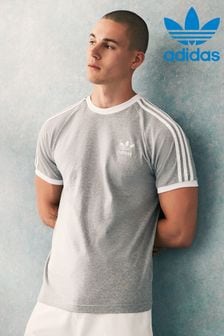 رمادي - Adidas Adicolour Classics 100% Cotton 3-stripes T-shirt (498838) | 14 ر.ع