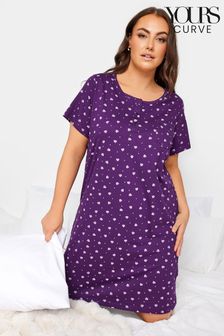 Yours Curve Purple Placket Nightdress (498897) | LEI 101