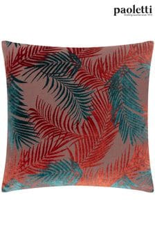 Riva Paoletti Teal Blue/Rust Orange Palm Grove Velvet Polyester Filled Cushion (499268) | €24