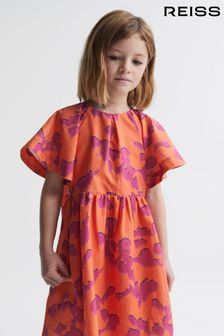 Reiss Orange Print Jeanie Senior Midi Dress (4BX621) | €120
