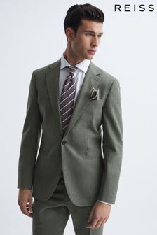 Reiss Green Firm Single Breasted Slim Fit Wool Blazer (4DB301) | $491