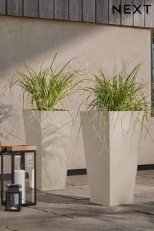 Set of 2 Grey Metal All Weather Planters (4V0170) | ￥14,670