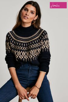 Joules Črna Elvie okrašen pulover z nordijskim vzorcem (4YX558) | €51