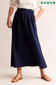 Boden Blue Florence Linen Midi Skirt (500001) | 445 QAR