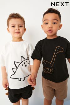 Black/Tan Brown Short Sleeve T-Shirts And Shorts 4 Piece Set (3mths-7yrs) (500089) | €21 - €25