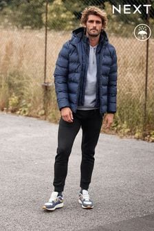 Темно-синий - Водоотталкивающая утепленная дутая куртка с капюшоном (500155) | €67