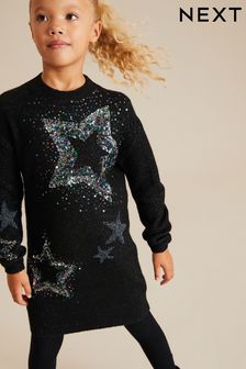 Black Star Sequin Jumper Dress (3-16yrs) (500189) | $39 - $47