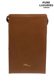 Коричневый - Кожаная сумка для телефона с длинным ремешком Pure Luxuries London Lana (500303) | €38