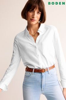 Boden White Amelia Jersey Shirt (500391) | HK$494