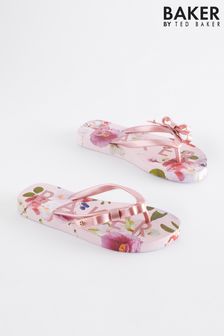 وردي زهور - Baker By Ted Baker Floral Printed Bow Flip Flops (500712) | 132 د.إ