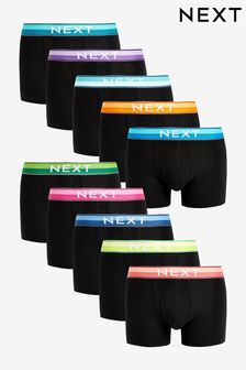 Black Bright Colour Waistband 10 pack A-Front Boxers (500910) | ₪ 158