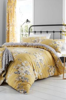 Catherine Lansfield Ochre Yellow Canterbury Floral Duvet Cover and Pillowcase Set (501257) | 20 € - 40 €