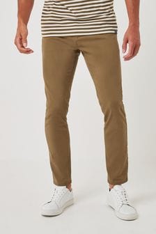 Tan Brown Skinny Fit Stretch Chino Trousers (501503) | $38