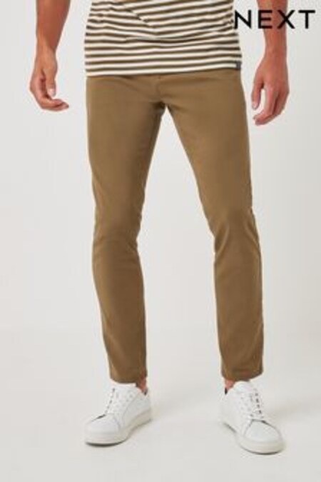 Tan Brown Stretch Skinny Fit Chino Trousers (501503) | $52