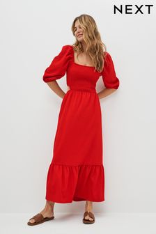 Red Textured Jersey Cut Out Midi Dress (501876) | 43 €