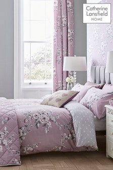 Catherine Lansfield Heather Purple Canterbury Floral Duvet Cover and Pillowcase Set (502109) | ₪ 70 - ₪ 140
