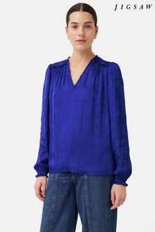 Jigsaw Recycled Satin V-Neck Top (502126) | AED527