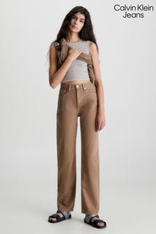 Calvin Klein Jeans High Rise Straight Leg Brown Jeans (502154) | $198