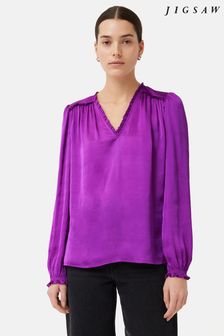 Recycled Satin V Neck Top (502196) | AED527