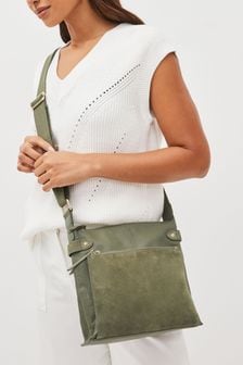 Khaki Green Leather Pocket Messenger Bag (502373) | 59 €