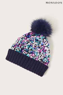 Monsoon Blue Izzy Sequin Beanie Hat (502720) | AED99 - AED107