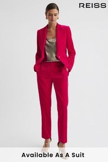 Reiss Pink Rosa Petite Velvet Tapered Suit Trousers (502753) | $350