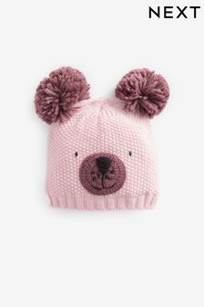 Pink Bear Beanie Hat (3mths-6yrs) (502937) | €11 - €12